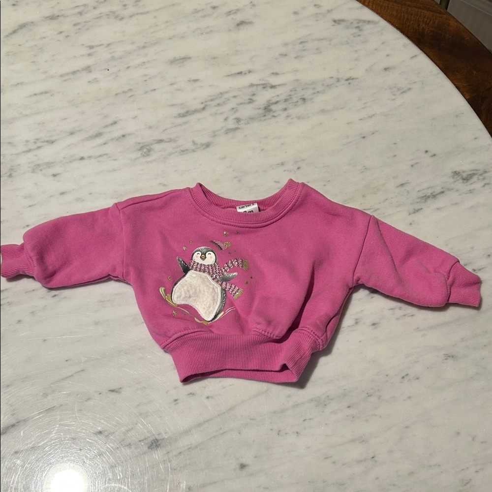 Carter's Pink Kids Sweatshirt with Penguin Design